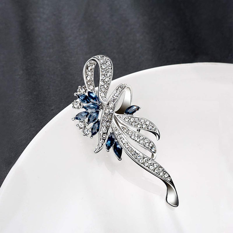 Merdia Created Crystal Brooch & Pins for Women | Vintage Brooches & Hat Pins, 2.5 Inches Blue - Image 2
